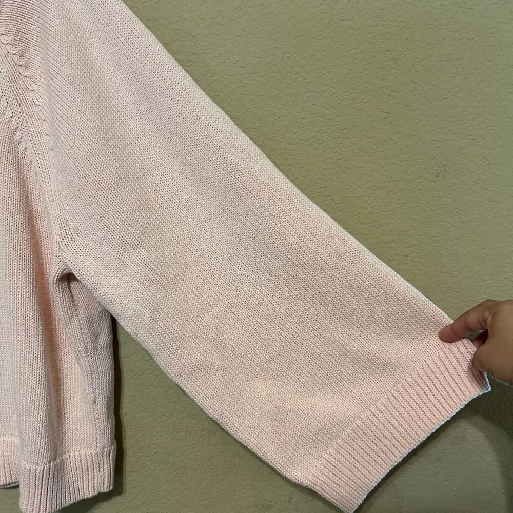 J. Crew Relaxed-Sleeve Boatneck Beach Sweater Womem Medum Pink Oversized Coastal